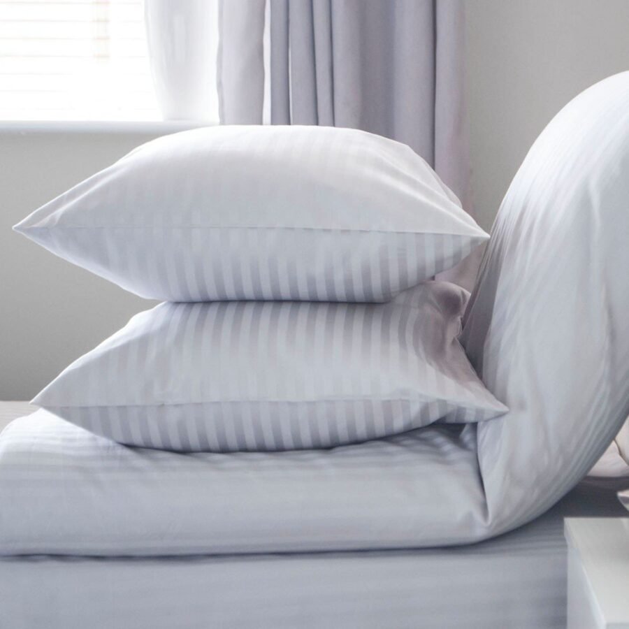 Cotton Satin Stripe Pillow Cover 18 X 28-inch set of 2 (white) - Image 2