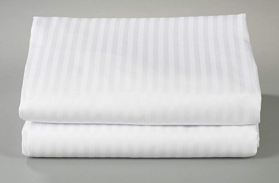 Satin Stripe 300 T.C Single Bed Duvet Cover (white) - Image 5