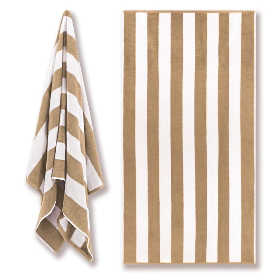 White-Beige Color Cabana Stripe Pool Towel (3 Pcs) - Image 4